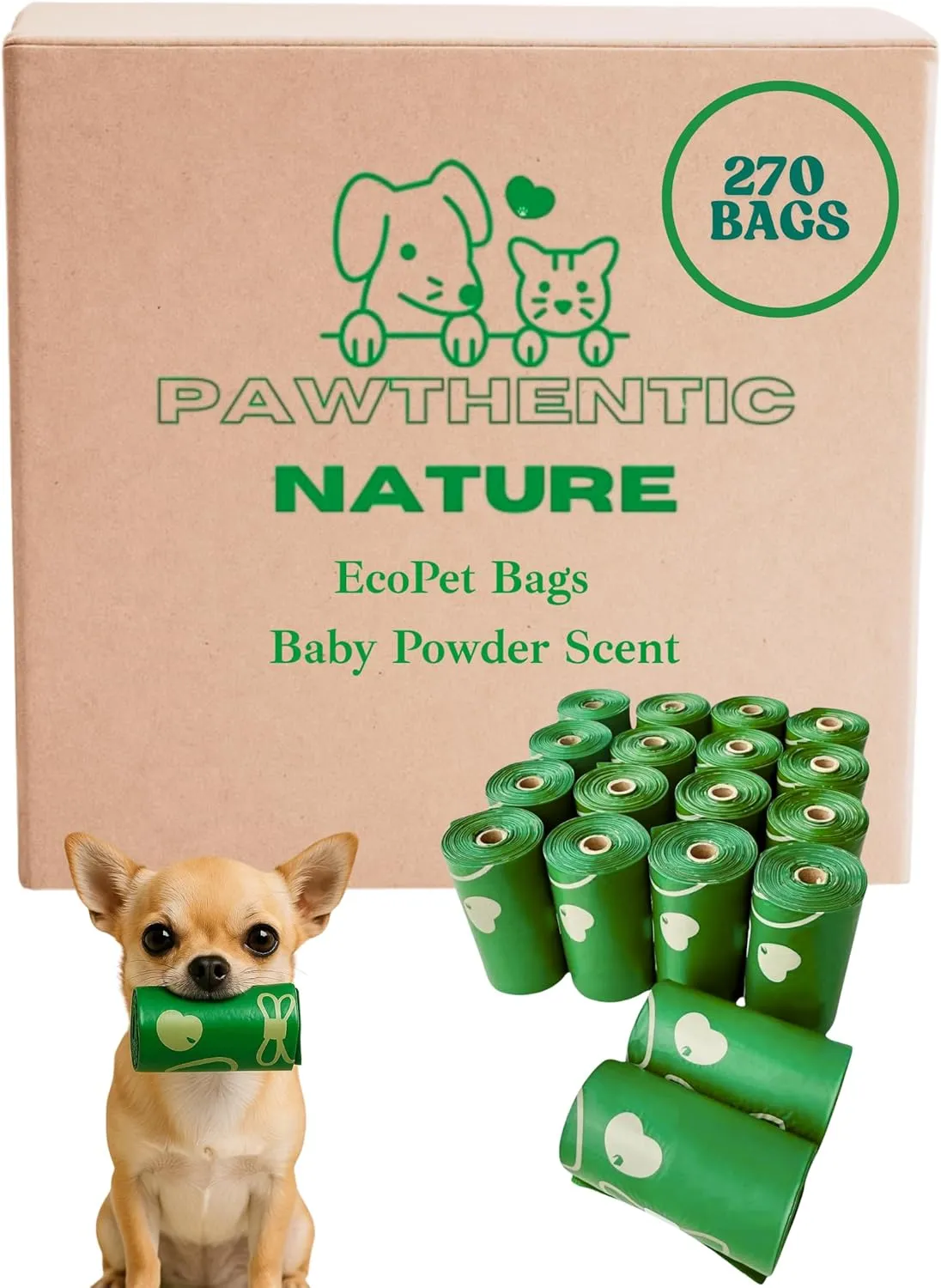100% Compostable Poop Bags for Dogs and Cats  Biodegradable, Leak-Proof, Extra Thick, Eco-Friendly, 270 Count, Plant-Based Waste Bags