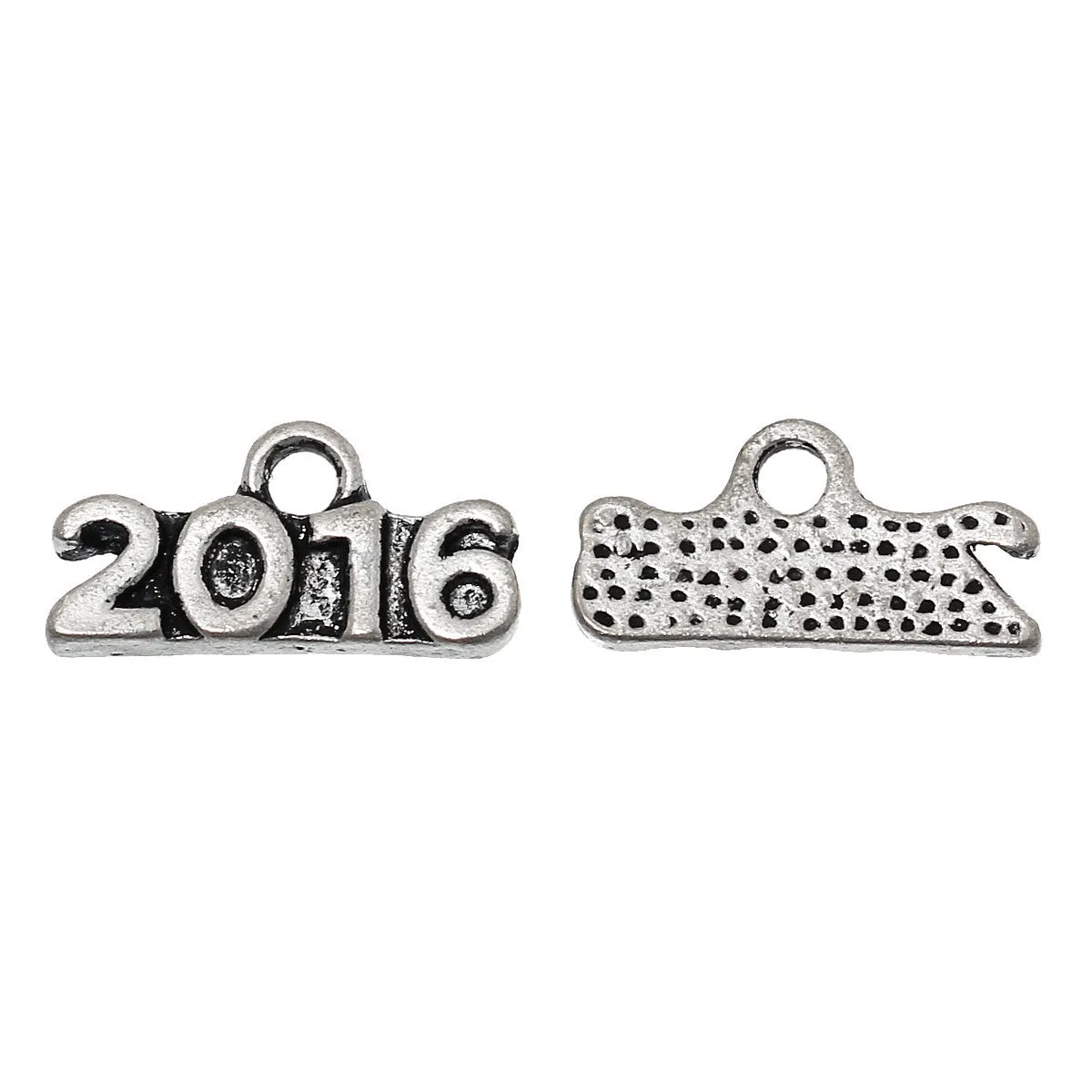 100 Silver Tone 2016 Graduation Pewter Charms or Pendants, bulk package, chs2046b