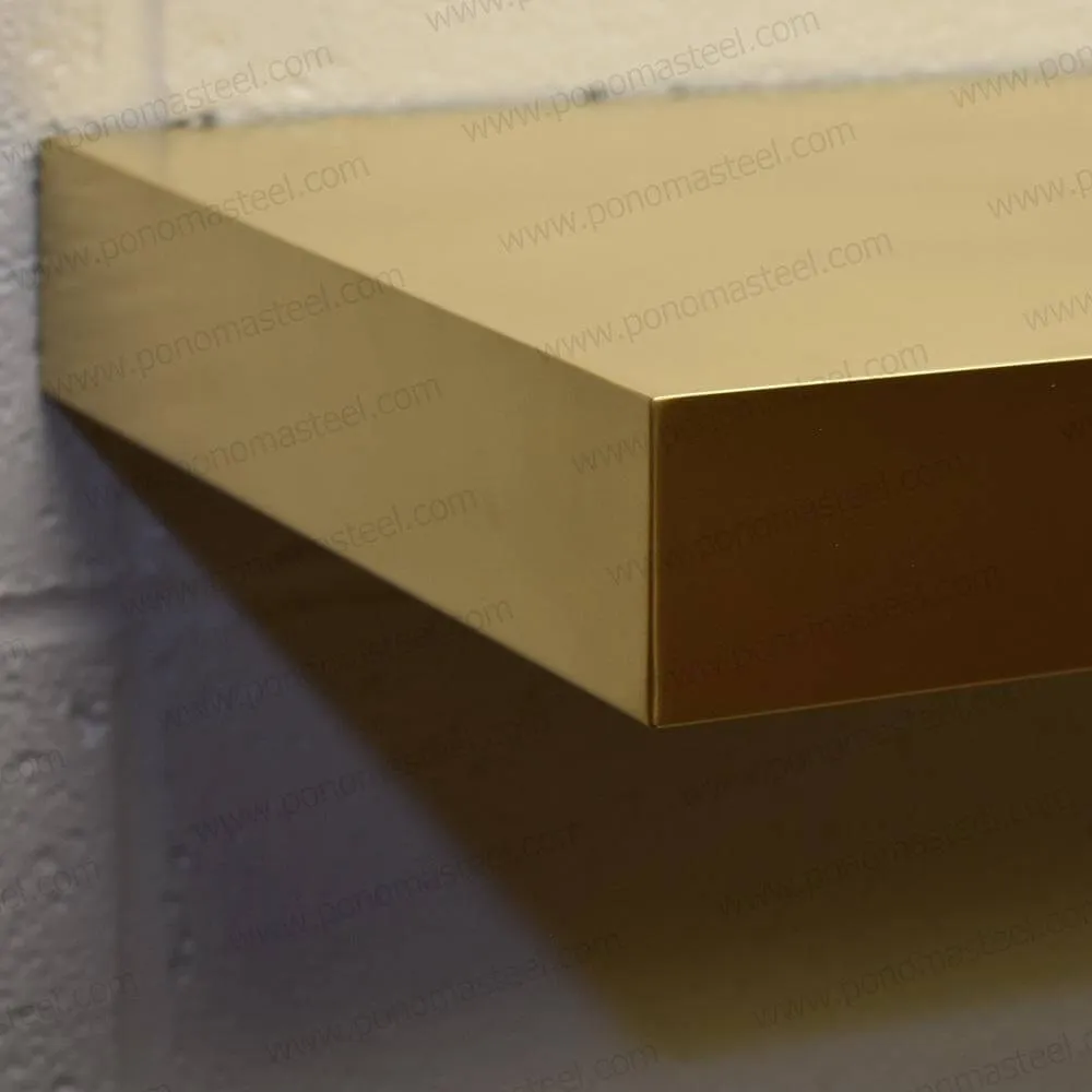 18"x10"x2.0" (cm.46x25.4x5.1) brushed stainless steel floating shelf