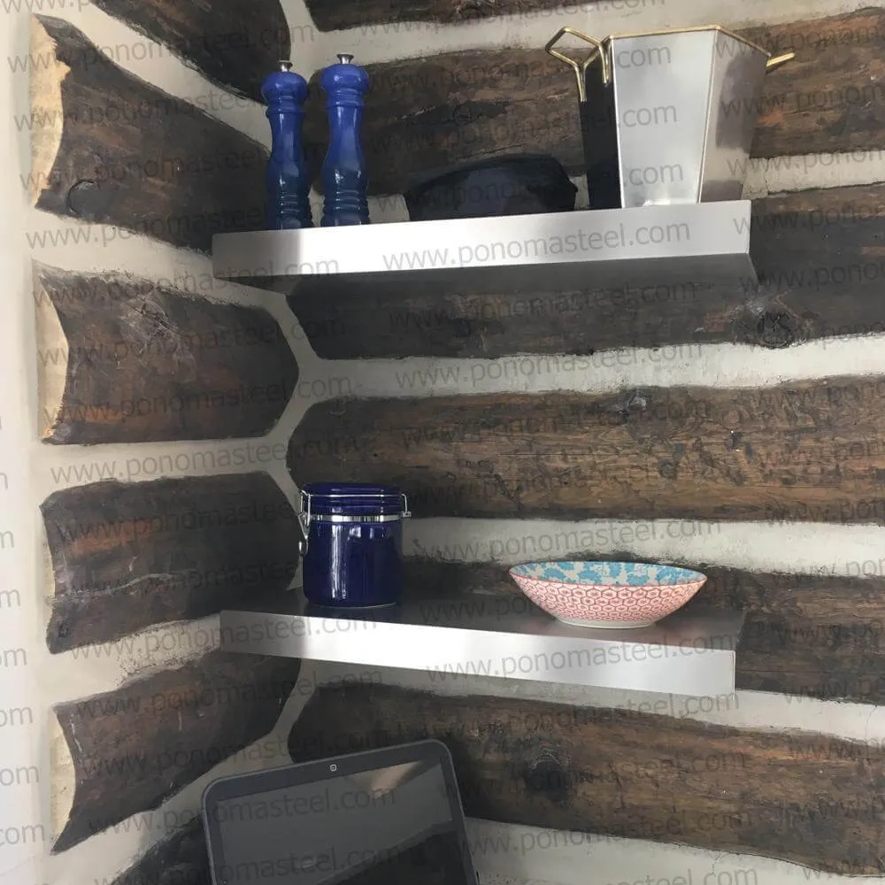18"x10"x2.0" (cm.46x25.4x5.1) brushed stainless steel floating shelf