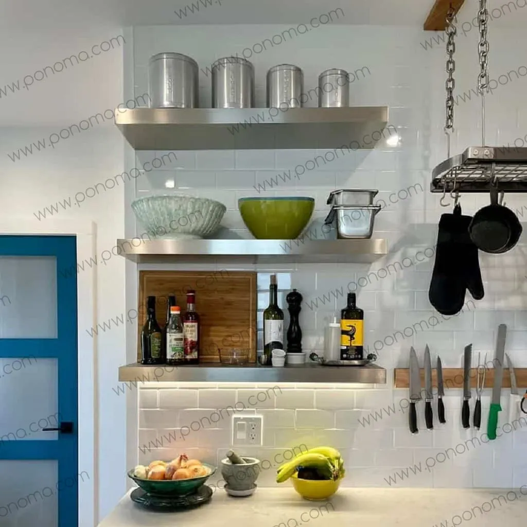 18"x10"x2.0" (cm.46x25.4x5.1) brushed stainless steel floating shelf