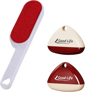 1PCS Double-Sided Lint Brush & 2PCS Reusable Sticky Lint Rollers  Pet Hair, Dust Remover for Clothes, Furniture, Sofas, Beds  Portable, Washable, Travel-Friendly, Triangular Design with Cover