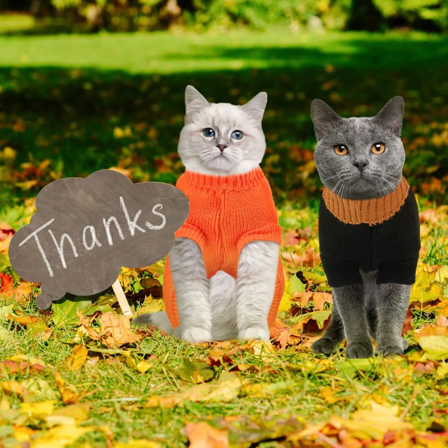2 Packs Knitted Cat Sweater Thanksgiving Turtleneck Turkey Kitty Sweater Kitten Pet Cat Sweaters for Cats Only Warm Pullover Knitwear
