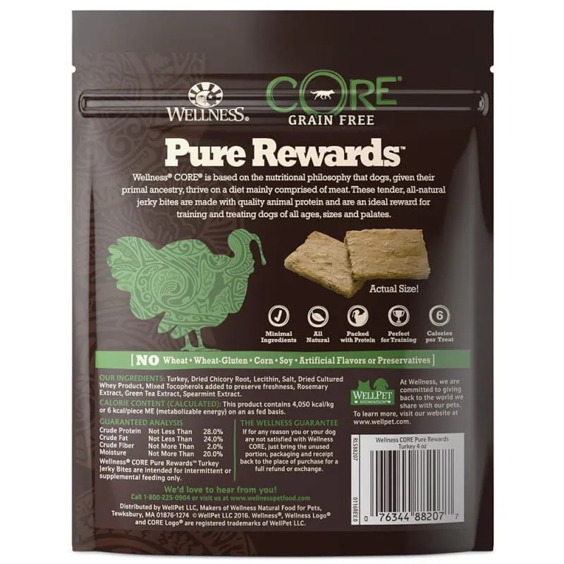 [20% OFF] Wellness Core Pure Rewards Turkey Jerky Bites Dog Treats 4oz