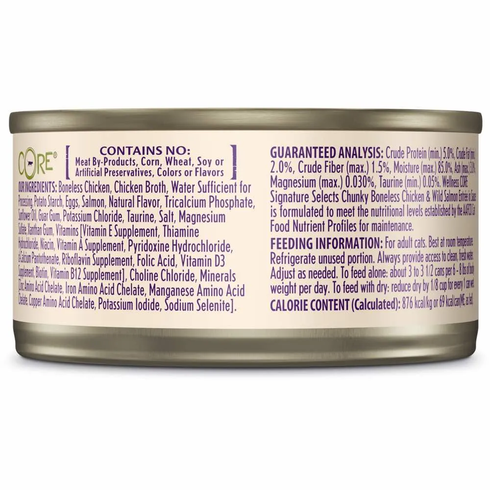 20% OFF: Wellness CORE Signature Selects Chunky Chicken & Salmon Grain-Free Canned Cat Food