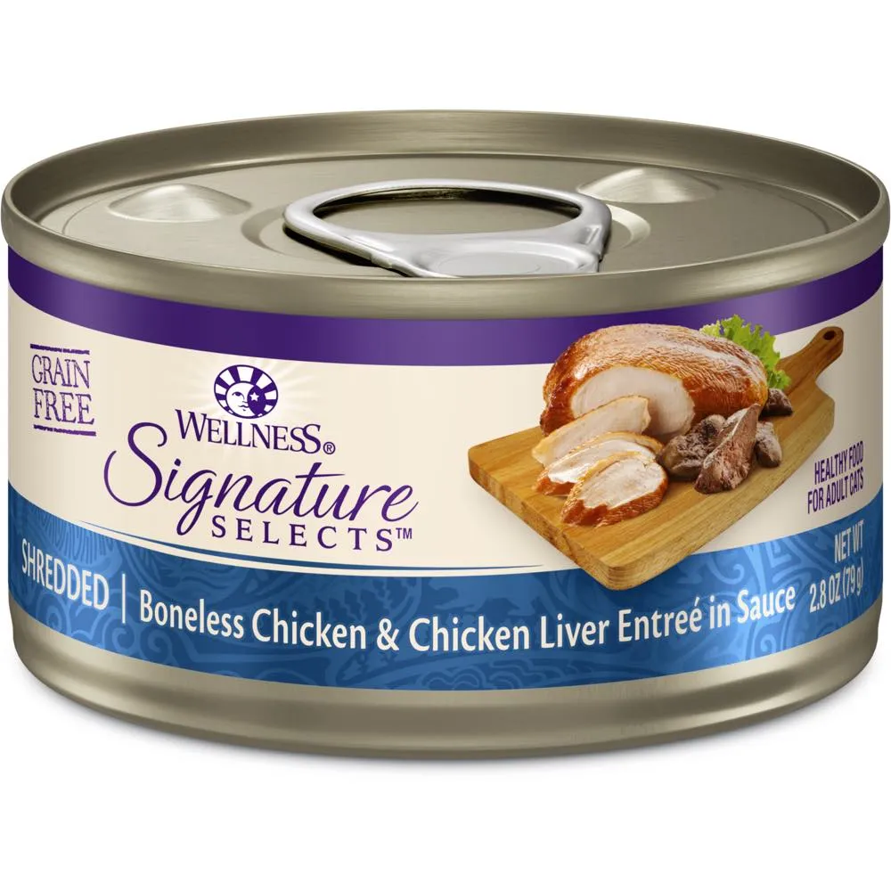 20% OFF: Wellness CORE Signature Selects Shredded Chicken & Chicken Liver Grain-Free Canned Cat Food