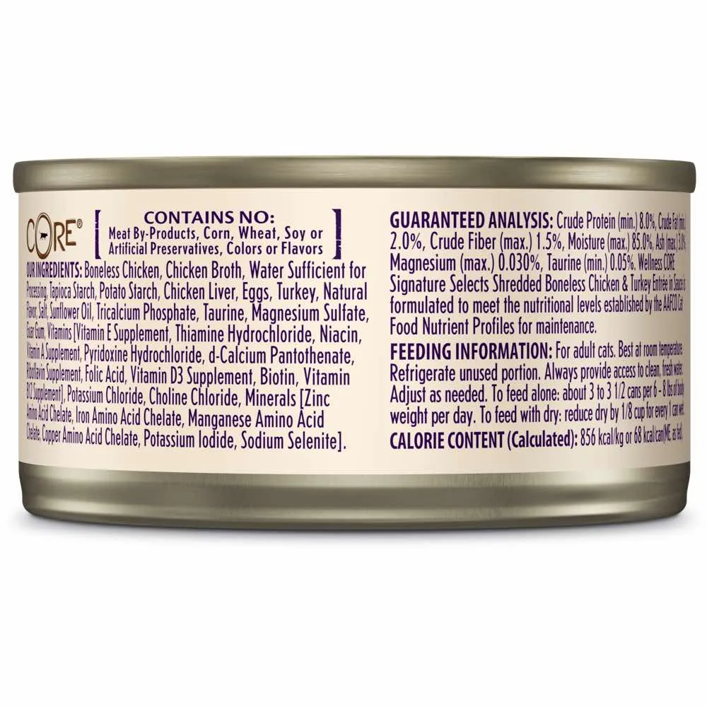 20% OFF: Wellness CORE Signature Selects Shredded Chicken & Turkey Grain-Free Canned Cat Food