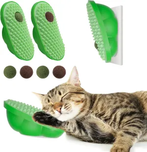 2PCS Catnip Toys for Indoor Cats, Ball Stick on Wall with 6 Replace Catnip Balls, Self Groomer, Cat Face Scratchers, Catnip Wall Balls for Cats Lick