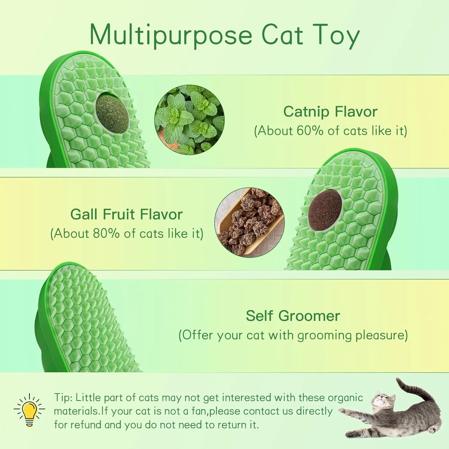 2PCS Catnip Toys for Indoor Cats, Ball Stick on Wall with 6 Replace Catnip Balls, Self Groomer, Cat Face Scratchers, Catnip Wall Balls for Cats Lick