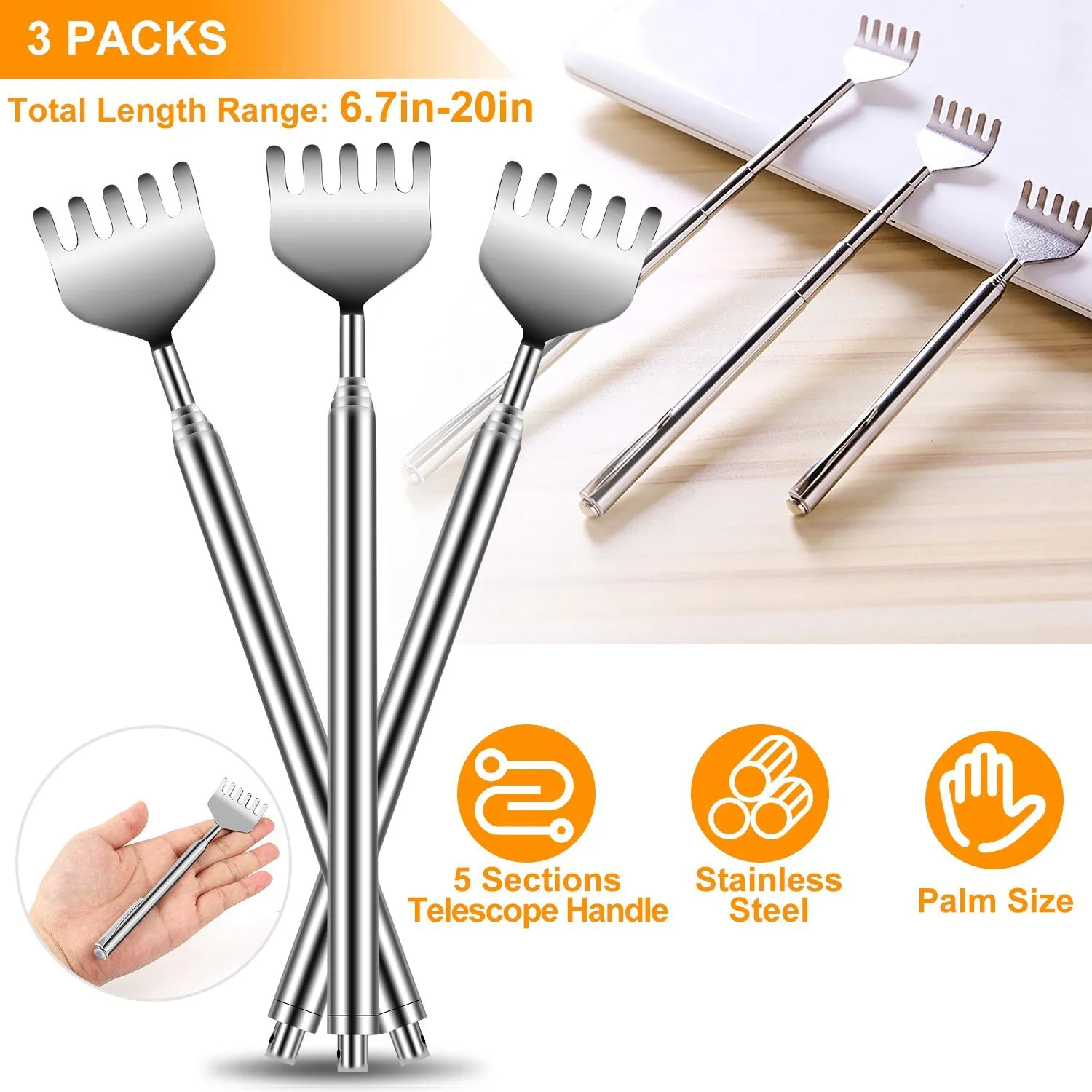 3-Piece: 20" Telescopic Back Scratcher