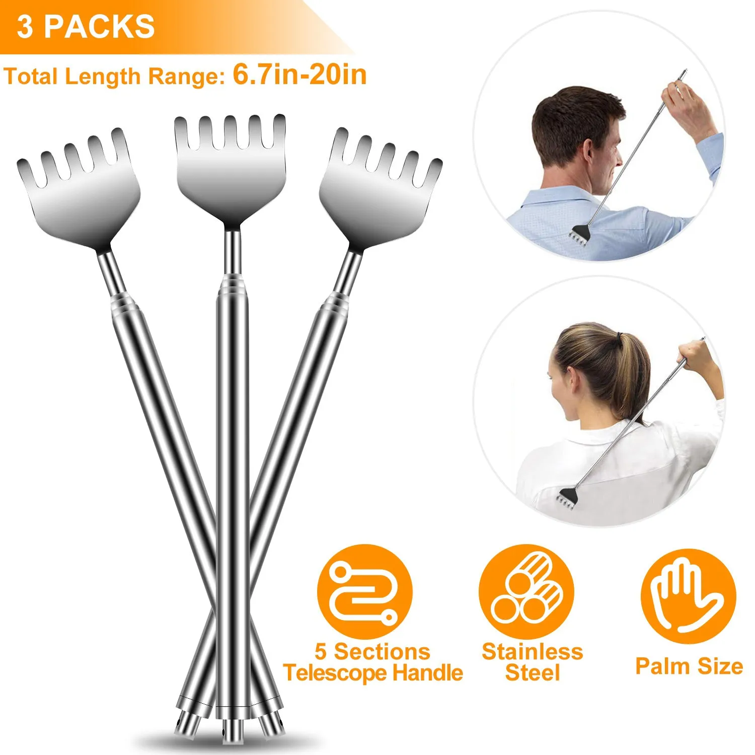 3-Piece: 20" Telescopic Back Scratcher