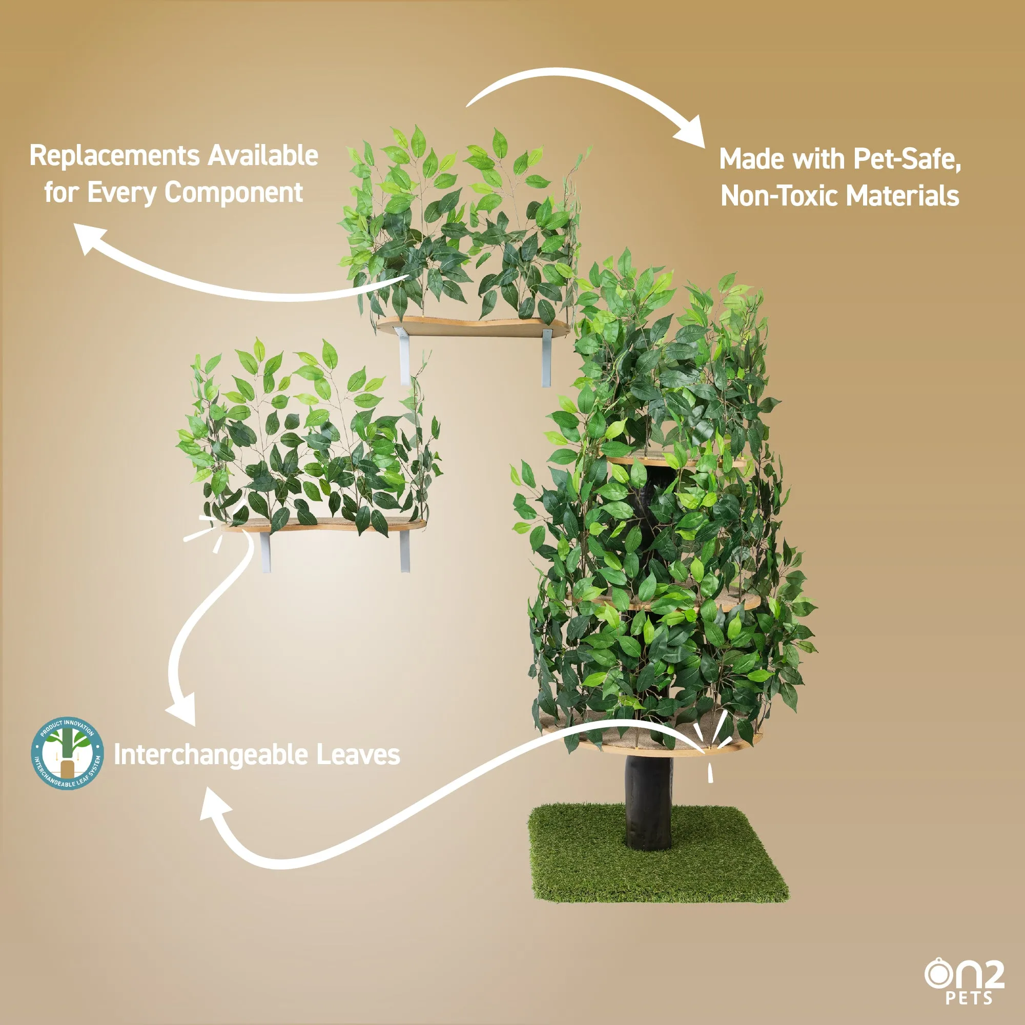 5-ft Interchangeable Leaves Cat Tree & Canopies Bundle