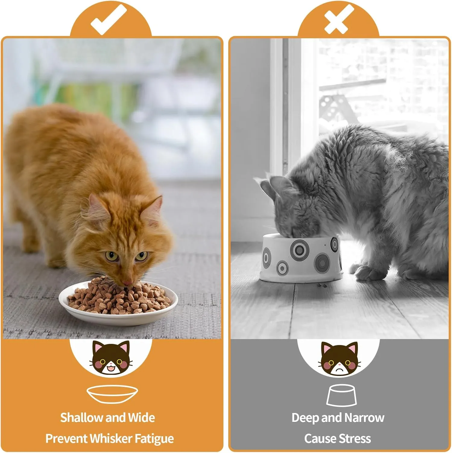 5.9 inch Ceramic Cat Bowls,Wide Shallow Dishes,Whisker-Friendly Plates,Food and Water Bowl for Indoor Cats,-10 oz,3 Pack
