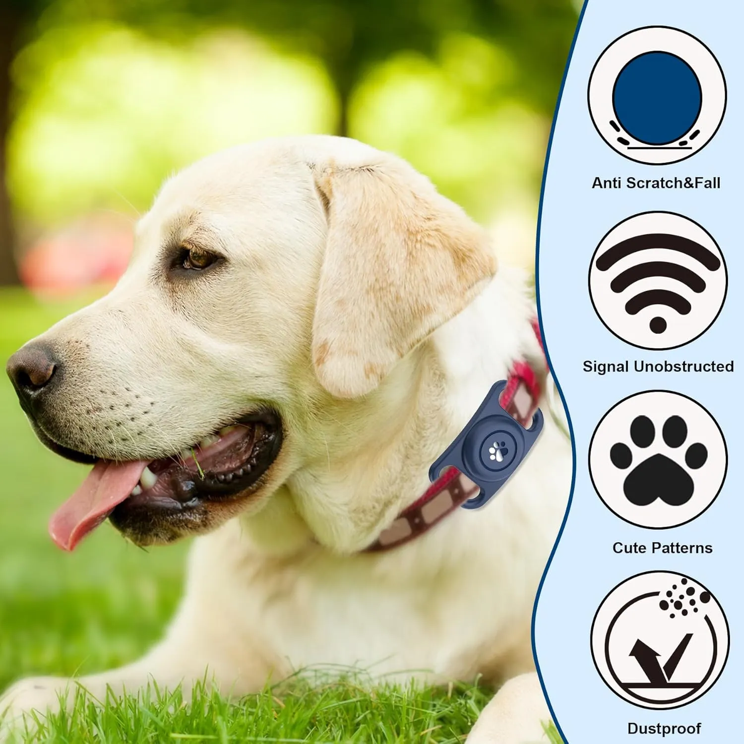 AirTag Dog Collar Holder [2 Pack], Waterproof Apple Airtag Case,Full-Body Silicone Protection, Anti-Lost Protective AirTag Holder, for Dog Collar (NavyBlue)