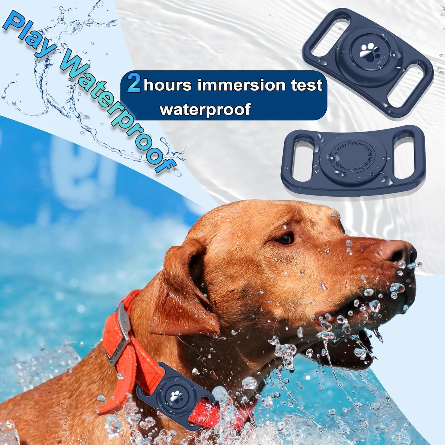 AirTag Dog Collar Holder [2 Pack], Waterproof Apple Airtag Case,Full-Body Silicone Protection, Anti-Lost Protective AirTag Holder, for Dog Collar (NavyBlue)