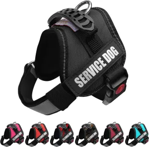 ALBCORP Reflective Service Dog Vest Harness  No-Pull Harness with Handle & Comfy Mesh Padding  Available in Sizes XXS-XL with 2 Removable Hook & Loop Service Dog Patches, Extra Small, Black