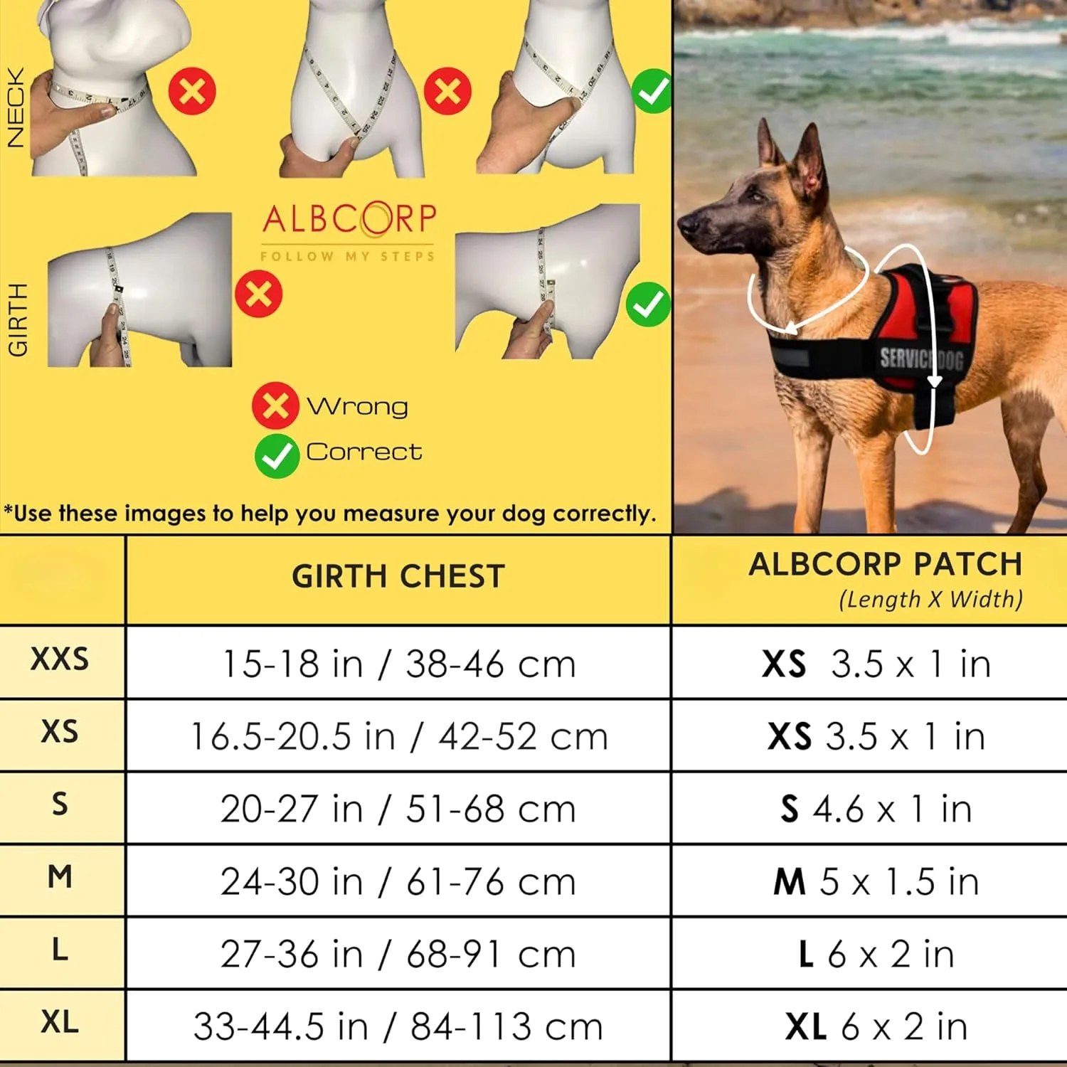 ALBCORP Reflective Service Dog Vest Harness  No-Pull Harness with Handle & Comfy Mesh Padding  Available in Sizes XXS-XL with 2 Removable Hook & Loop Service Dog Patches, Extra Small, Black