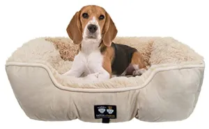 Bessie   Barnie Bolster Dog Bed - Extra Plush Faux Fur Dog Bed - Rectangle Soft Dog Bed - Calming Dog Bed - Durable and Washable, Bolster Beige, L - 42" (Bolster-BE-LG)
