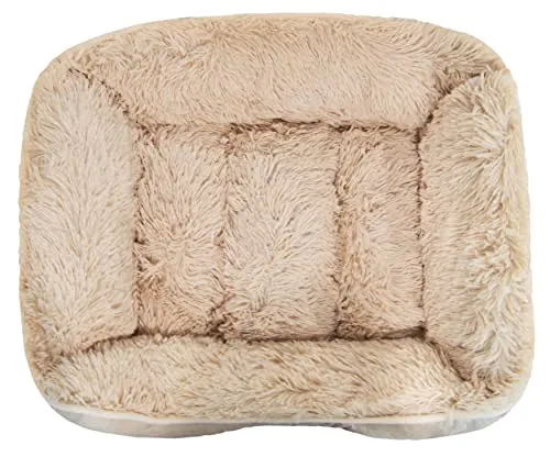 Bessie   Barnie Bolster Dog Bed - Extra Plush Faux Fur Dog Bed - Rectangle Soft Dog Bed - Calming Dog Bed - Durable and Washable, Bolster Beige, L - 42" (Bolster-BE-LG)