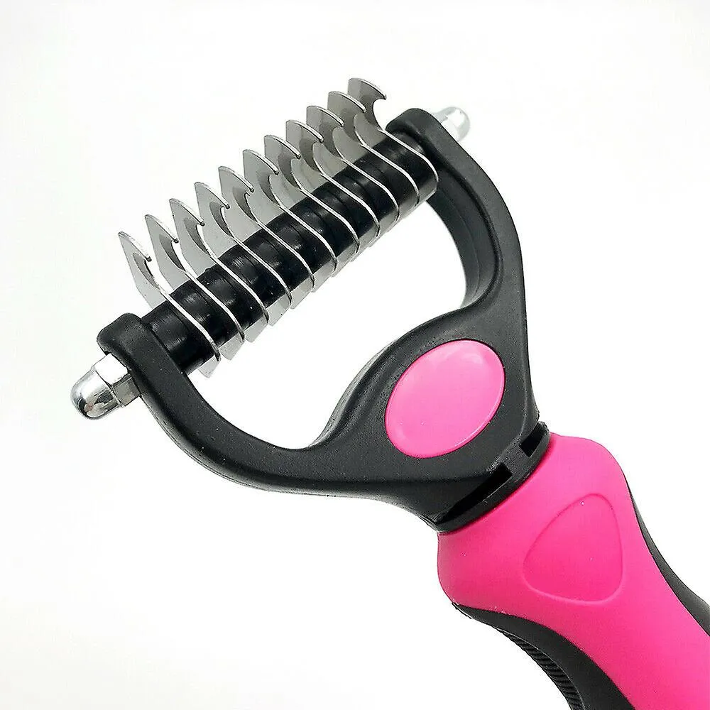 big red Pet Fur Knot Cutter Dog Grooming Shedding Tools Cat Hair Removal Comb AZ10785