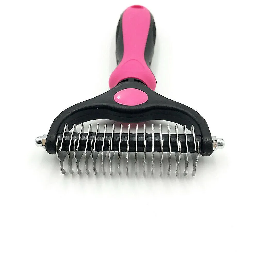big red Pet Fur Knot Cutter Dog Grooming Shedding Tools Cat Hair Removal Comb AZ10785