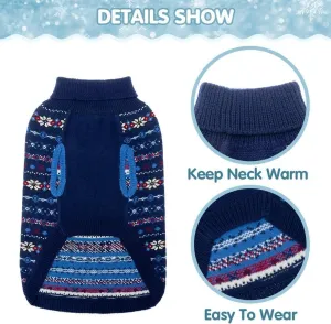BINGPET Dog Sweaters for Medium Dogs,Winter Dog Sweater Warm Clothes Boys Girls with Leash Hole,Classic Snowflake Doggy Knitwear Clothes,Ideal Gift for Pet in New Year(Navy, Medium)