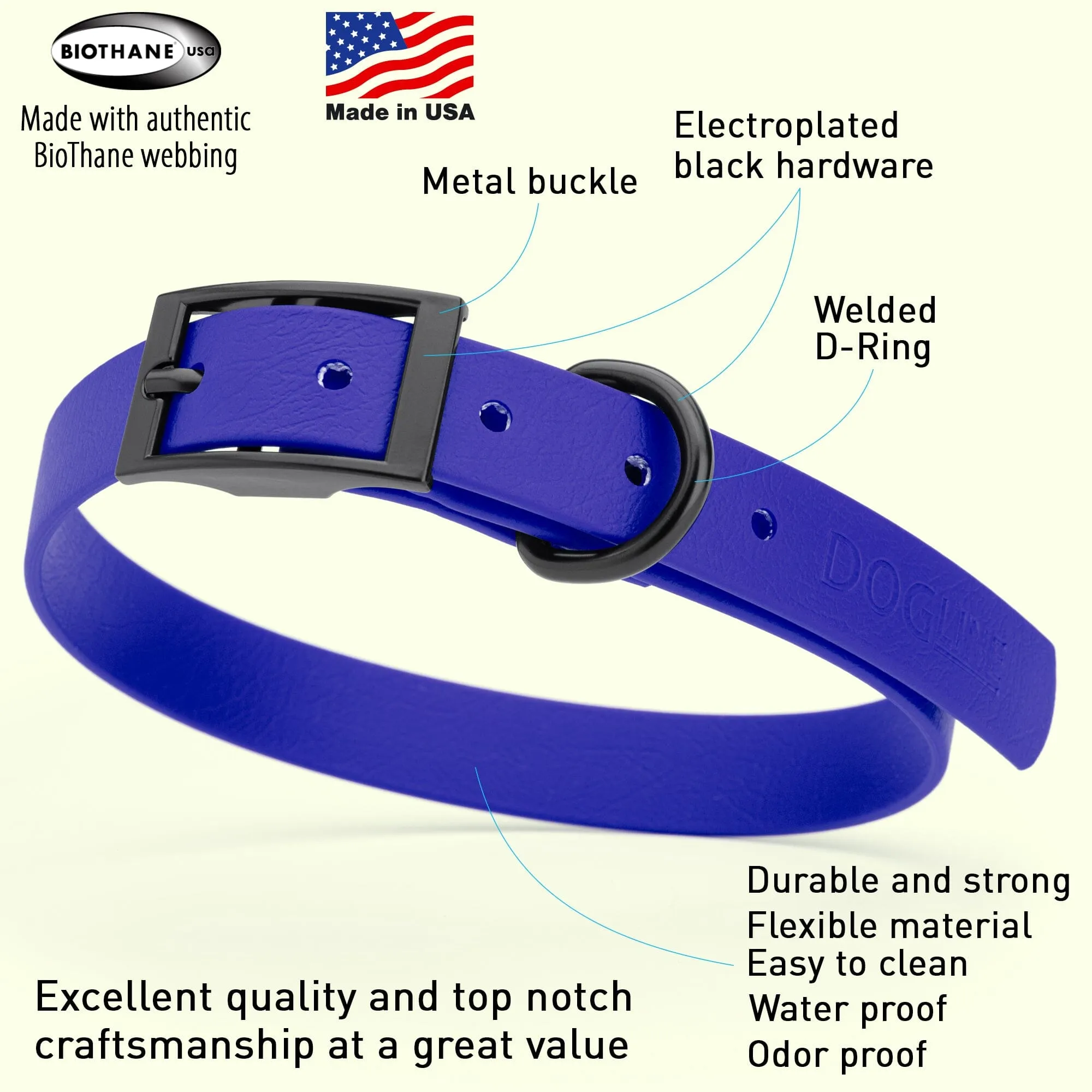 Biothane Waterproof Collar - Medium (15 to 18 inches)