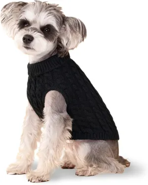 Black S Dog Pullover Sweater - Turtleneck Knitwear for Small & Medium Dogs, Warm Clothes for Bulldogs, Poodles, Yorkshires & More