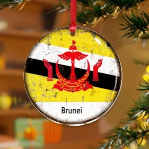 Brunei Hanging Ornaments National Flag Nautical Gifts Personalized Keepsake Clear Acrylic Discs Flag Sports Bar Party Events Souvenir for Christmas Tree Decoration Gift Tag Name Plates