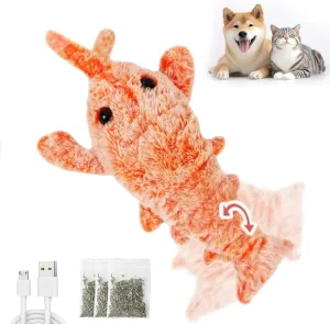 Cat Toys Rechargeable Flapping Lobster, Touch Activated Kitten Toy, Refillable with Natural Catnip, Interactive Kitten Kicker for Indoor Kitty Exercise, Suitable for All Breeds 10 Inches