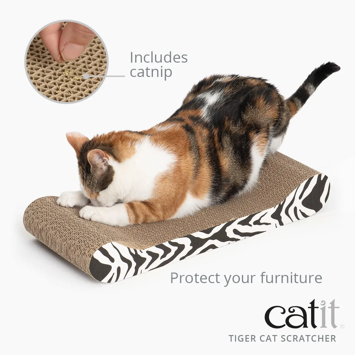 Catit Scratcher with Catnip – White Tiger