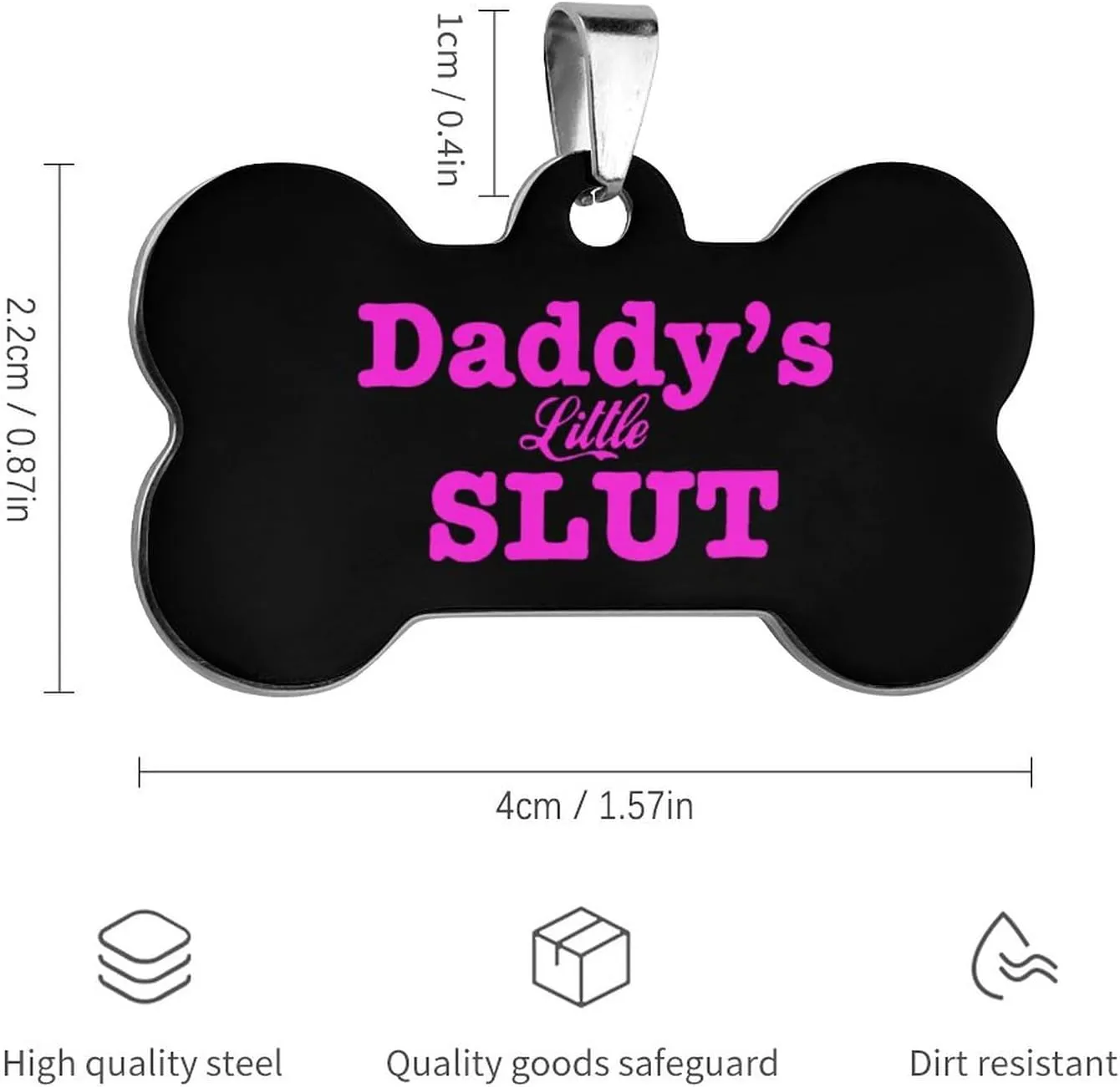 Daddy's Little Slut Stainless Steel Pet ID Tags Personalized Dog and Cat Tags Cute Collar Tags Bone Shape