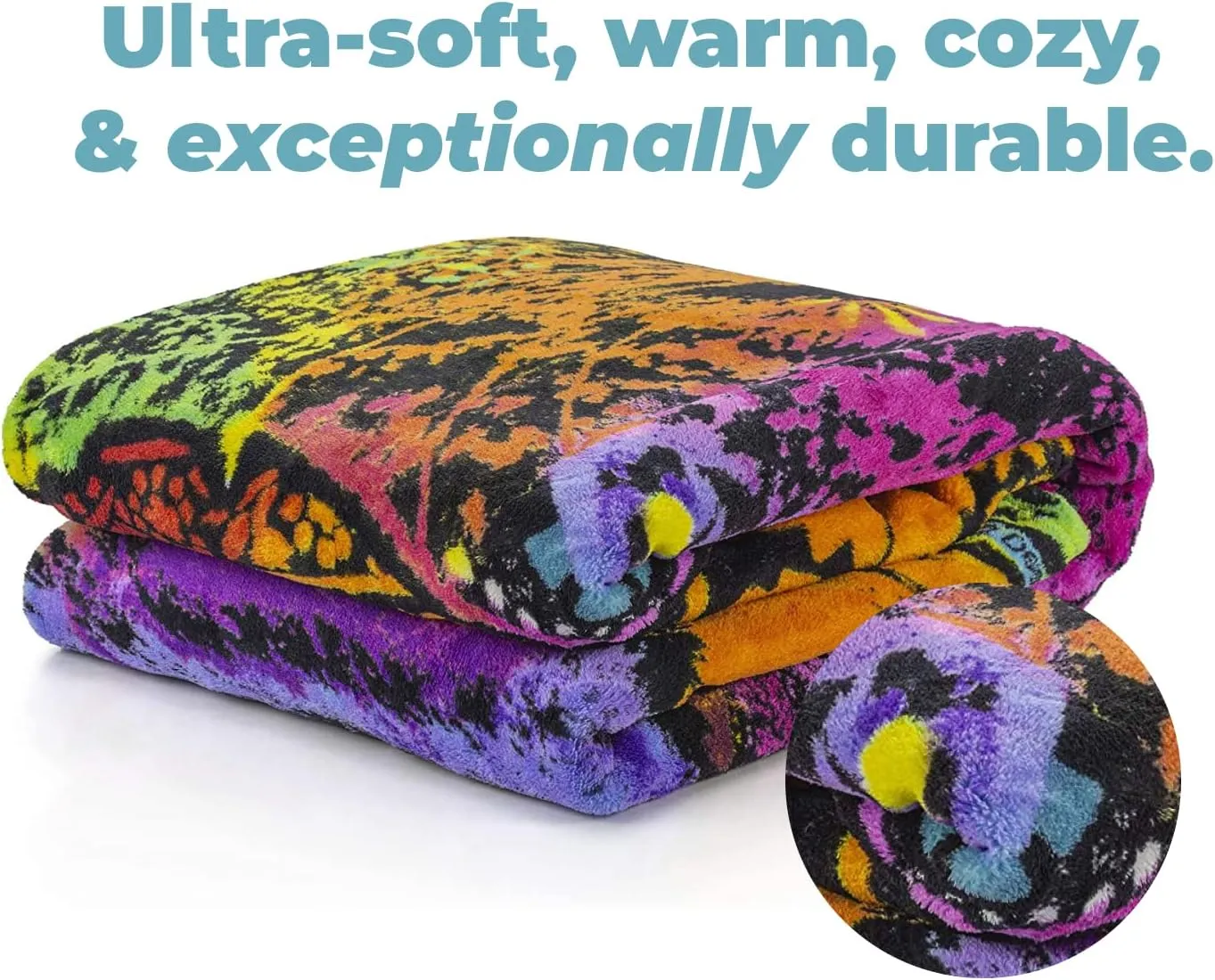 Dawhud Direct Cat Fleece Blanket for Adults and Kids - 50 x 60 Inch - Soft and Warm Throw with Dean Russo Mysterio Gaze Art - Cozy Cat Print Throw Blanket for Bed Couch Sofa Travel or Gift