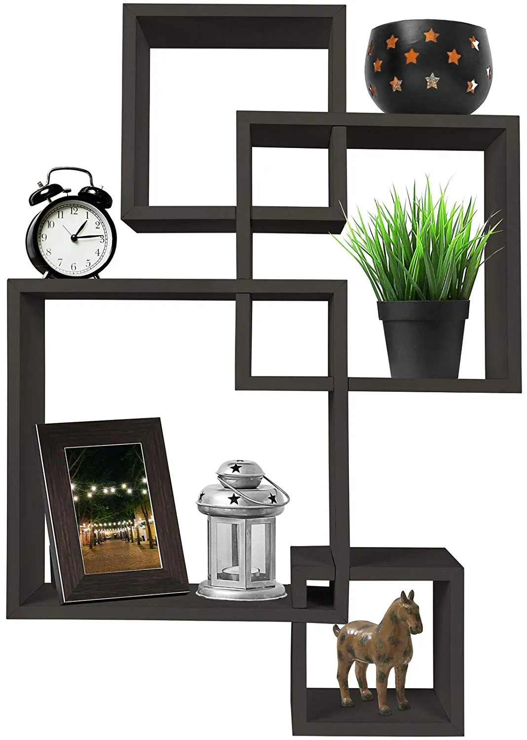 Decorative 4 Cube Intersecting Wall Mounted Floating Shelves- White Finish