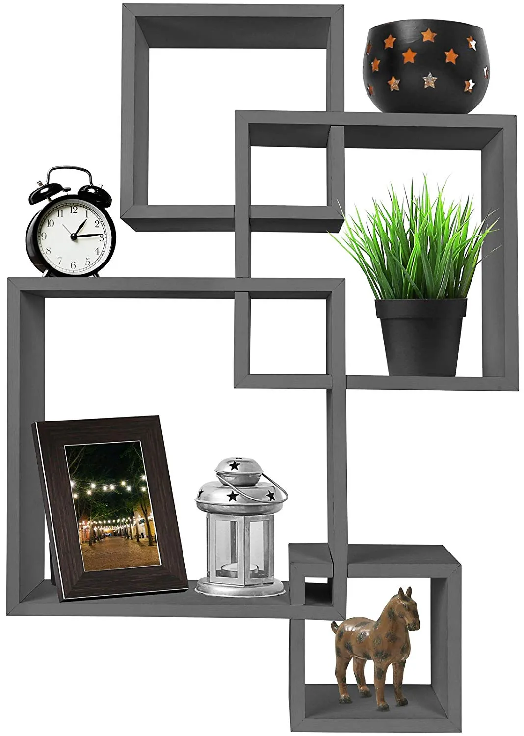 Decorative 4 Cube Intersecting Wall Mounted Floating Shelves- White Finish