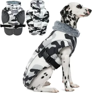 DENTRUN Dog Winter Warm Coat - Windproof Cozy Jacket, Thick Fleece Vest, Water Repellent, Reflective, with Harness/Leash Hole for Small to Large Dogs