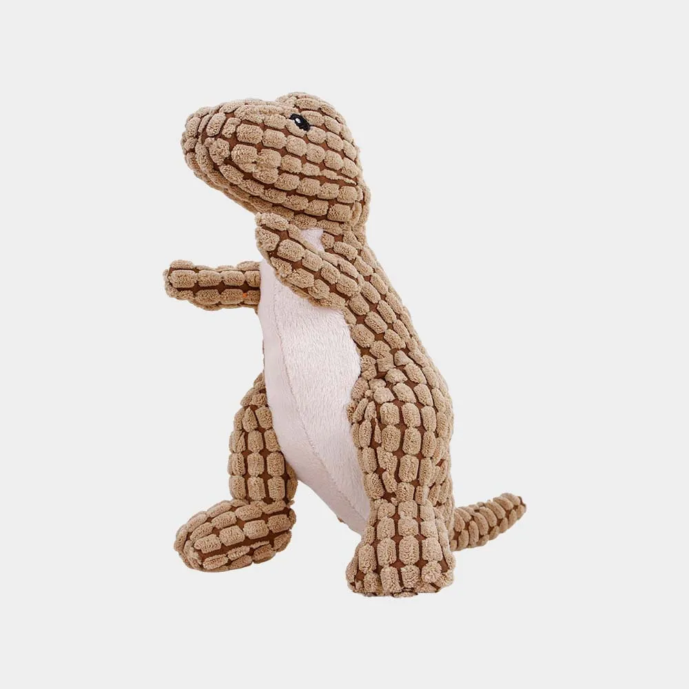 DinoFun: Squeaky Plush Dinosaur Toys - Interactive Chew Toys for Dogs. Plush Stuffing Pet Supplies for Small Dog Chew Molar Fun!