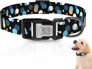 Dog Collars for Medium Dogs,Dog Collar with QR Code Name Tag,Soft Polyester Material, Adjustable Pet ID Tag Collar (Black, Medium)