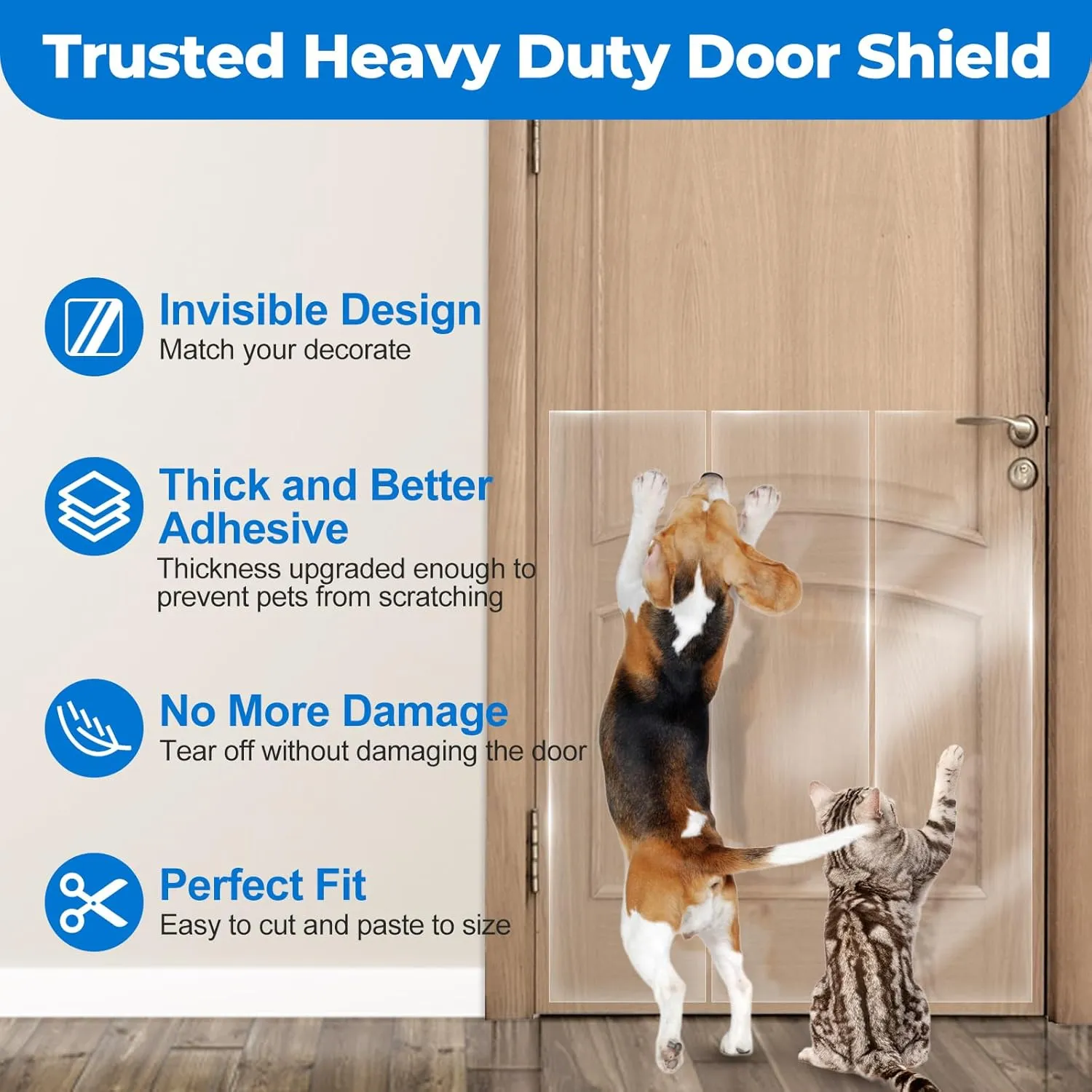 Door Protector from Dog Scratching, Thicken Anti Scratch Guard for Furniture, Window, Wall with Clear Heavy Duty Flexible Door Claw Shield, Cat Scratch Furniture Protector - (160"x11.8")