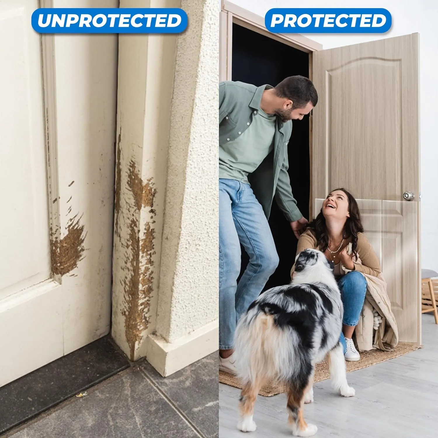 Door Protector from Dog Scratching, Thicken Anti Scratch Guard for Furniture, Window, Wall with Clear Heavy Duty Flexible Door Claw Shield, Cat Scratch Furniture Protector - (160"x11.8")