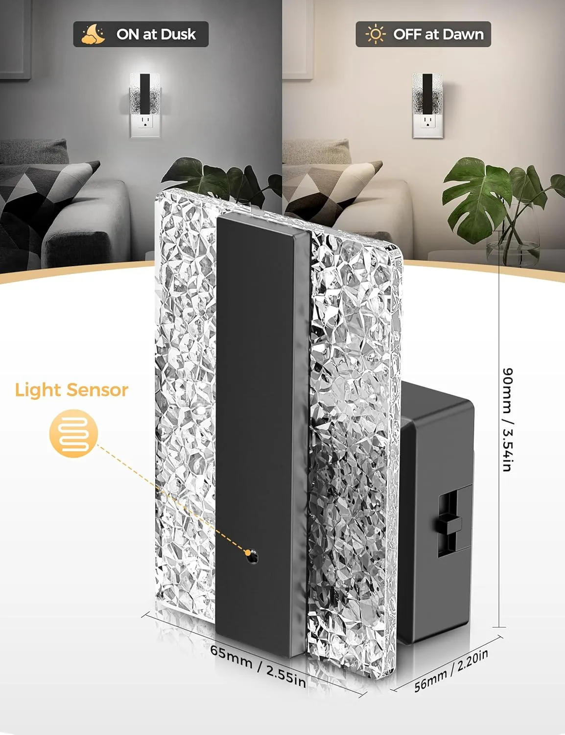 DORESshop LED Night Lights Plug Into Wall, Decorative Night Light with Dusk-to-Dawn Sensor, Dimmable Nightlights, Adjustable Brightness Night-Lights for Bathroom, Hallway, Bedroom,Stairway,Daylight