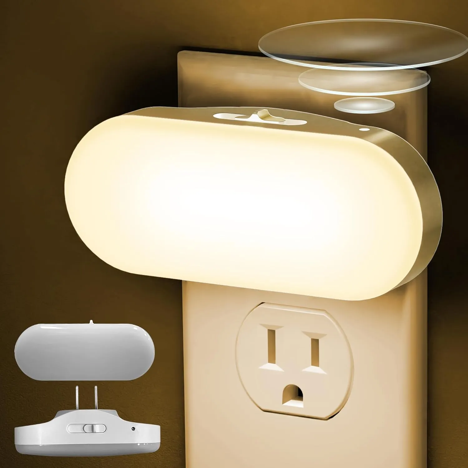 DORESshop Night Lights Plug into Wall, [2 Pack] 1W 3000K Led Night Light with Dusk to Dawn Sensor, Dimmable Night Light from 0LM to 100LM for Bathroom Hallway Bedroom Kids Room Stairway