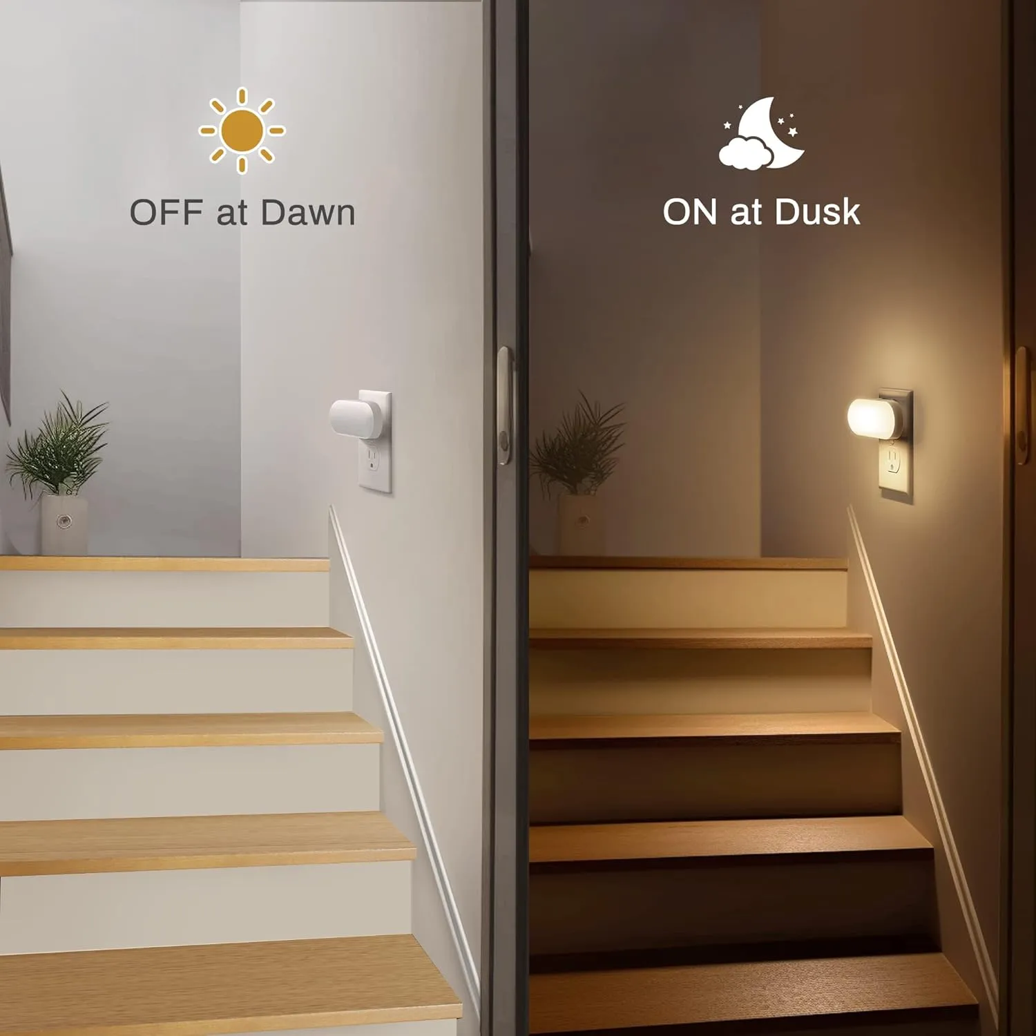DORESshop Night Lights Plug into Wall, [2 Pack] 1W 3000K Led Night Light with Dusk to Dawn Sensor, Dimmable Night Light from 0LM to 100LM for Bathroom Hallway Bedroom Kids Room Stairway