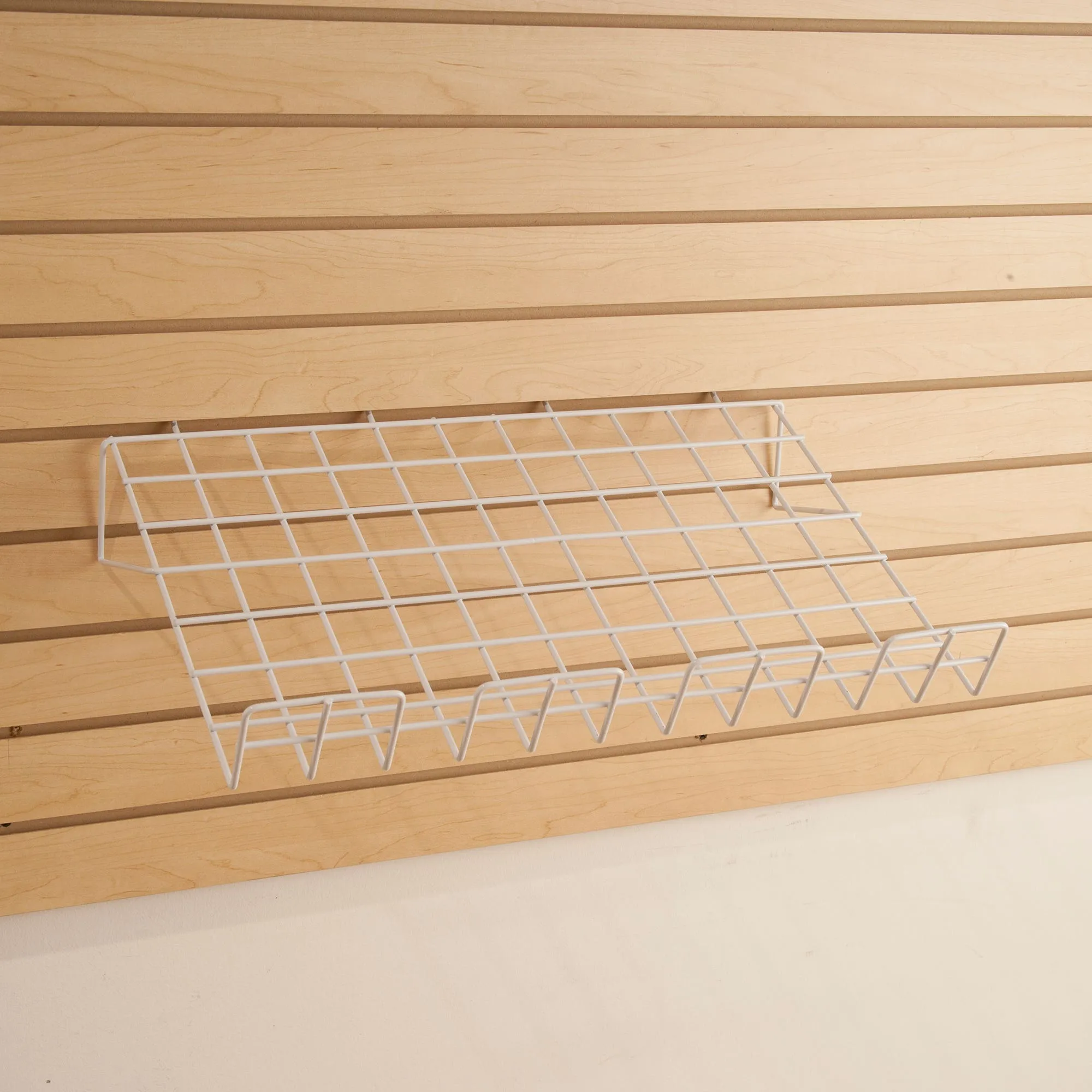 Downslant Wire Shelf for Slatwall with Front Lip, 22-1/2" x 14", White (shipped in full boxes of 6)