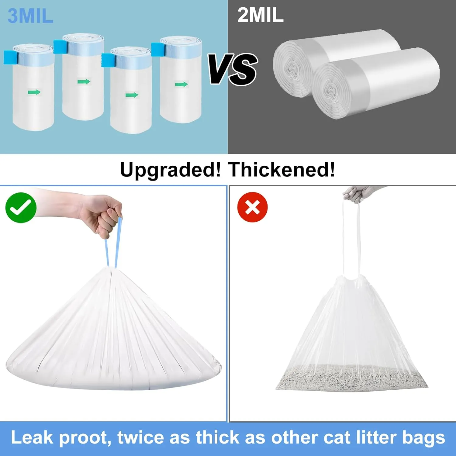 ELEGX 120 Count Litter Box Liners Bags, 3MIL Extra Thick Heavy Duty,27.1" x 12.9" Compatible with Neakasa M1, PetPivot AutoScooper 11 Open-Top Automatic Self-Cleaning Cat Litter Robot Box