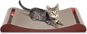 FluffyDream Cat Scratcher Cardboard, Scratching Pad House Bed Furniture Protector, Infinity Shape, Curved (Brown, Bone   Bell)