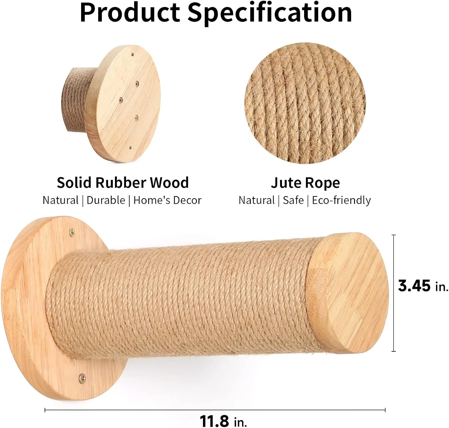 FUKUMARU Cat Wall Furniture, 11.8 Inch Cats Steps for Drywall, Kitten Stairs for Wall Mounted with Jute Scratching Kittens Shelf, 2 of Pack