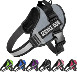 JSXD Dog Harness,No-Pull Service Dog Harness with Handle Adjustable Outdoor Pet Dog Vest 8M Reflective Nylon Material Vest for Breeds,Easy Control for Small Medium Large Dogs