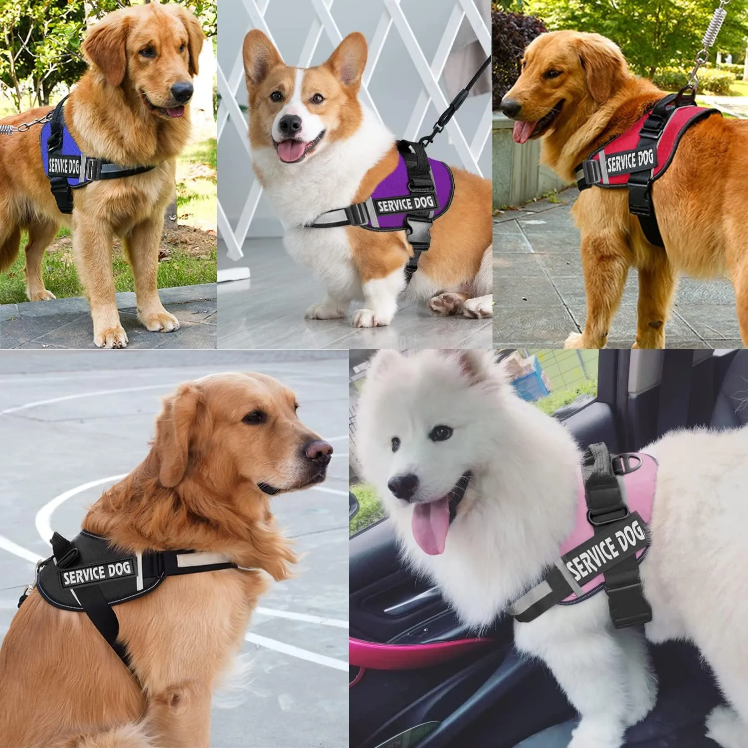 JSXD Dog Harness,No-Pull Service Dog Harness with Handle Adjustable Outdoor Pet Dog Vest 8M Reflective Nylon Material Vest for Breeds,Easy Control for Small Medium Large Dogs