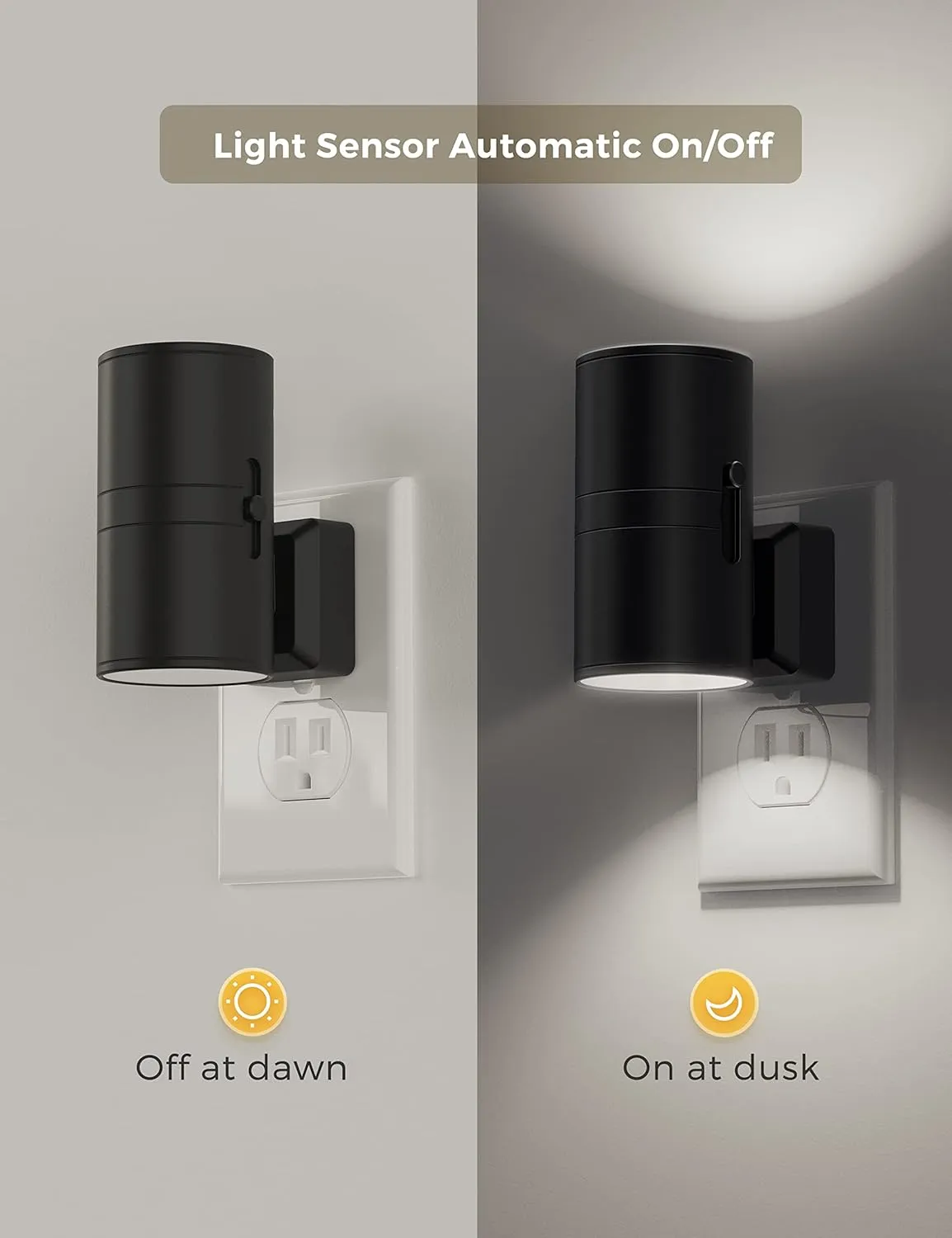 L LOHAS LED Night Light, Bright Night Light, Night Lights Plug into Wall, 5000K Daylight White, Dimmable Night Lights with Light Sensor, Decorative Night Lights for Hallway Bathroom Kitchen, 2 Pack